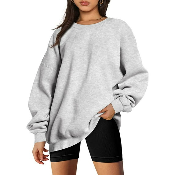 Liacowi Women Juniors Oversized Sweatshirt Solid Long Sleeve Loose Pullover Tops Casual Streetwear for Teen