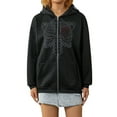 thumbnail image 1 of Liacowi Women Juniors Oversized Zip Up Sweatshirt Skull Print Rhinestone Hooded Jacket Long Sleeve Hoodies Outwear Streetwear for Teen, 1 of 7