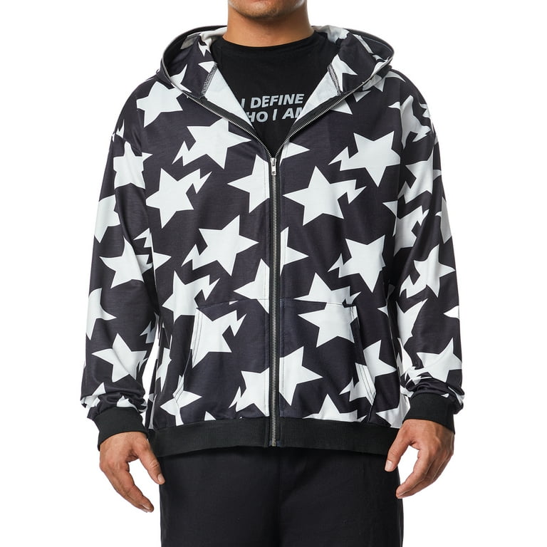 Liacowi Women Juniors Oversized Zip Up Sweatshirt Stars Print Hooded Jacket Long Sleeve Hoodies Outwear Streetwear for Teen Walmart