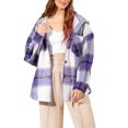 thumbnail image 1 of Liacowi Women Juniors Plaid Shirt Jacket Long Sleeve Single-Breasted Hooded Shacket Coat with Pockets Casual Outwear Streetwear for Teen, 1 of 7