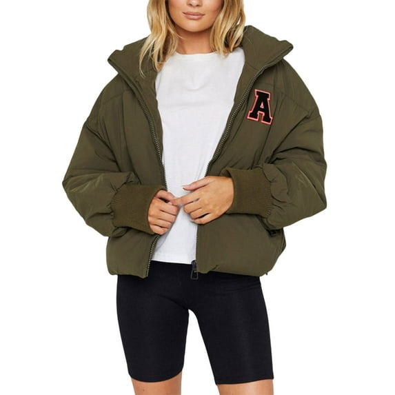 Liacowi Women Juniors Quilted Puffer Coat Winter Lightweight Long Sleeve Warm Outerwear Stand Collar Padded Jacket with Pockets