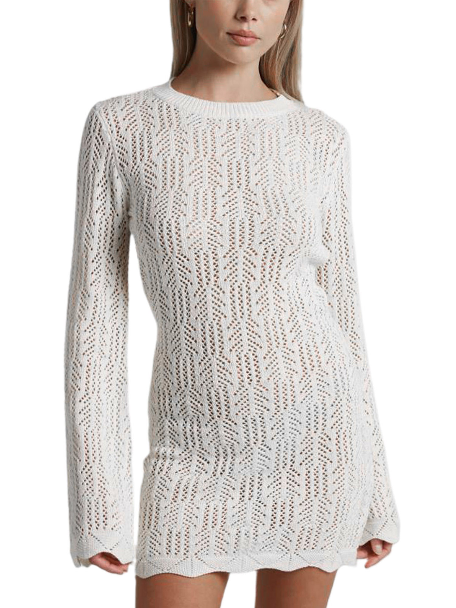 Liacowi Women Knit Bodycon Mini Dress White Long Sleeve Dress Sexy Backless  Short Dress Streetwear Slim Fit - Walmart.com