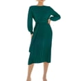 thumbnail image 1 of Liacowi Women Knitted Long Dress with Belt Long Lantern Sleeve Pleated Dress Fall Midi Dress, 1 of 9