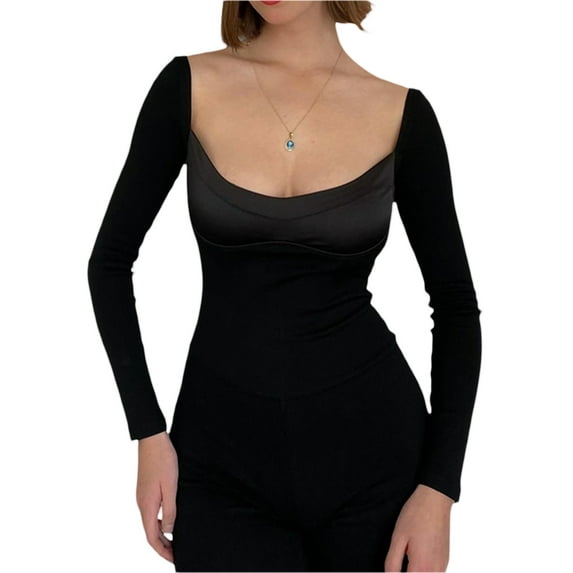 Liacowi Women Long Sleeve Bodycon Romper Sexy Backless Low Cut Slim Fit Short Jumpsuit One Piece Playsuits Bodysuits