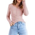 thumbnail image 1 of Liacowi Women Long Sleeve Shirt Ribbed Knit Slim Fit Pullover Tops Bodycon Skinny Cropped Tee Shirts Clubwear Streetwear, 1 of 7