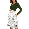 thumbnail image 1 of Liacowi Women Maternity Long Sleeve Dress Print Patchwork Casual A-Line Dress for Photoshoot Pregnancy Clothes, 1 of 5