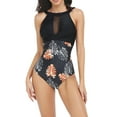 thumbnail image 1 of Liacowi Women One-Piece Swimsuit Flower Print Sleeveless Swimwear Patchwork Bathing Suit Beachwear, 1 of 9