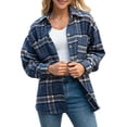 thumbnail image 1 of Liacowi Women Oversized Flannel Plaid Shirts Long Sleeve Button Down Shacket Lapel Loose Casual Fall Jacket Blouse Tops, 1 of 6