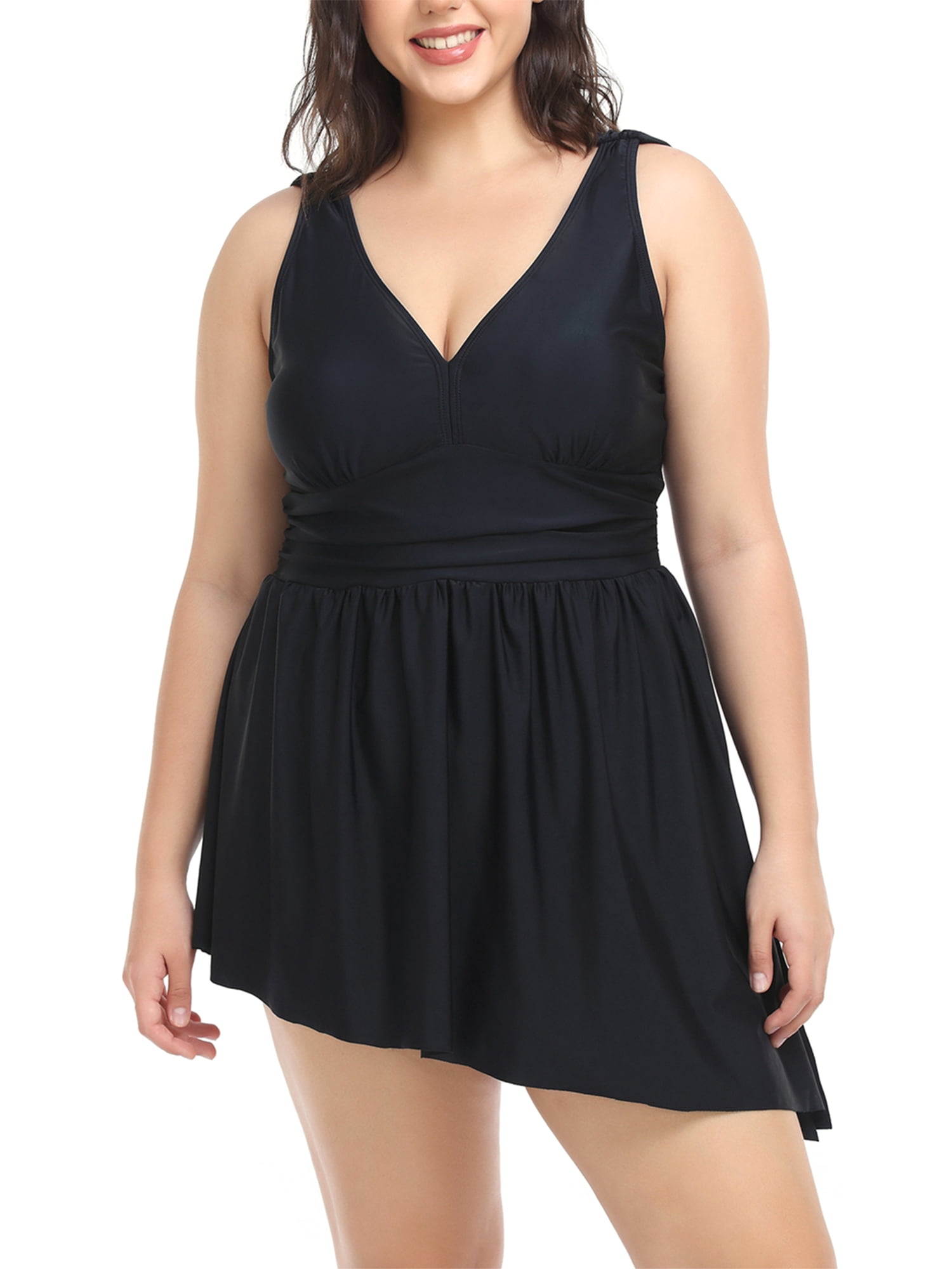 Liacowi Women Plus Size OnePiece Swimsuit Bikini Dress V Neck