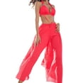 thumbnail image 1 of Liacowi Women See Through Sheer Mesh Pants Beach Swimsuit Bikini Bottom Cover up Party Club Elastic High Waist Wide Leg Pants, 1 of 2
