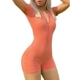 thumbnail image 1 of Liacowi Women Short Sleeve Bodycon V Neck Buttons Rompers Shorts Knitted One Piece Bodysuit Overall, 1 of 3