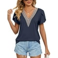 thumbnail image 1 of Liacowi Women Short Sleeve T Shirts V Neck Summer Shirts Basic Casual Loose Tee Tops, 1 of 8
