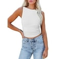 thumbnail image 1 of Liacowi Women Slim Vest Tops Solid Color Ribbed Irregular Backless Cropped Tank Tops, 1 of 9