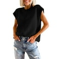 thumbnail image 1 of Liacowi Women Solid Color Sweater Vests Crew Neck Cap Sleeve Loose Fit Pullovers Casual Knitted Tank Tops Streetwear, 1 of 5