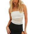thumbnail image 1 of Liacowi Women Strapless Tube Top Off Shoulder Backless Bandeau Top See through Crop Tank Tops, 1 of 9