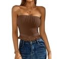 thumbnail image 1 of Liacowi Women Strapless Twist Tube Top Sexy Sleeveless Open Back Rib Knit Shirt Cut Out Front Crop Top Bandeau, 1 of 6