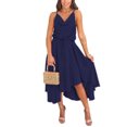 thumbnail image 1 of Liacowi Women Summer Casual Long Dress V Neck Drawstring Waist Sleeveless Dress Plus Size Irregular Hem Flowy Loose Dresses, 1 of 4