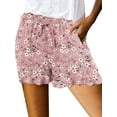 thumbnail image 1 of Liacowi Women Summer Casual Shorts Floral/Stripe Print Ruffled Elastic Waist Short Pants with Pocket for Beach Streetwear, 1 of 5