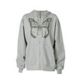 thumbnail image 1 of Liacowi Women Sweatshirt Butterfly Rhinestone Zip Up Hoodies Streetwear Jacket, 1 of 9