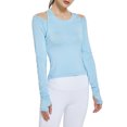 thumbnail image 1 of Liacowi Women Workout Tops Solid Color Cutout Long Sleeve Yoga Athletic Shirt for Sports Gym Running Activewear, 1 of 5