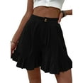thumbnail image 1 of Liacowi Women's Casual Summer Wide Legged Loose Shorts Solid Color High Waist Hem Pleated Edge Sports Shorts, 1 of 8