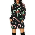 thumbnail image 1 of Liacowi Women's Christmas Long Hooded Sweatshirt Long Sleeve Cartoon Print Hoodie Dress with Pockets, 1 of 5