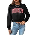 thumbnail image 1 of Liacowi Women's Cropped Sweatshirts Letter Print Crew Neck Long Sleeve Workout Crop Pullovers Fall Winter Casual Loose Fit Tops Streetwear, 1 of 6