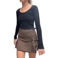 thumbnail image 1 of Liacowi Women's Slim Fit Crop Tops Casual Solid Color Scoop Neck Long Sleeve Tight Tee Shirt Basic Streetwear, 1 of 3