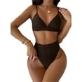 thumbnail image 1 of Liacowi Women's Split Bikini Set with Adjustable Spaghetti Strap Padded Bra and High Waist Thong Swimsuit, 1 of 3