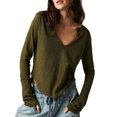 thumbnail image 1 of Liacowi Women's Spring Autumn Casual Crop Tops Solid Color U Neck Long Sleeve Loose Fit T-shirt for Teenager Girls, 1 of 5