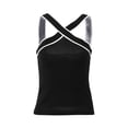 thumbnail image 1 of Liacowi Women’s Striped Print Tank Tops Sleeveless Cross Front Tops Knit Vest Summer Shirt, 1 of 7