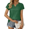 thumbnail image 1 of Liacowi Women's Summer T-shirt Tops Casual Solid Color V Neck Short Sleeve Casual Tee Shirt Basic Streetwear, 1 of 5