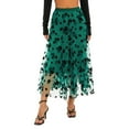 thumbnail image 1 of Liacowi Women’s Tulle Long Skirt Vintage High Waist Floral Print Midi A-line Skirt, 1 of 8