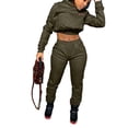 thumbnail image 1 of Liacowi Womens 2 Piece Outfits Tracksuits Hooded Crop Top Sweatshirt + Sweatpants Body Letter Printed Fall Winter Sweatsuits, 1 of 5