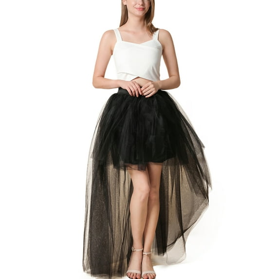 Liacowi Womens Mesh Layered Tulle Skirt Puff Lace Long Skirt Night Out Party Cocktail Outfits Streetwear