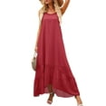 thumbnail image 1 of Liacowi Womens Summer High Low Ruffle Maxi Dress Spaghetti Strap Print Flowy Beach Long Dress, 1 of 6