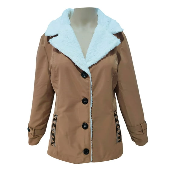 Liacowi Womens Winter Faux Fur Coats Lapel Sherpa Fleece Lined Jackets Warm Plus Coats Parka Overcoat Outerwear