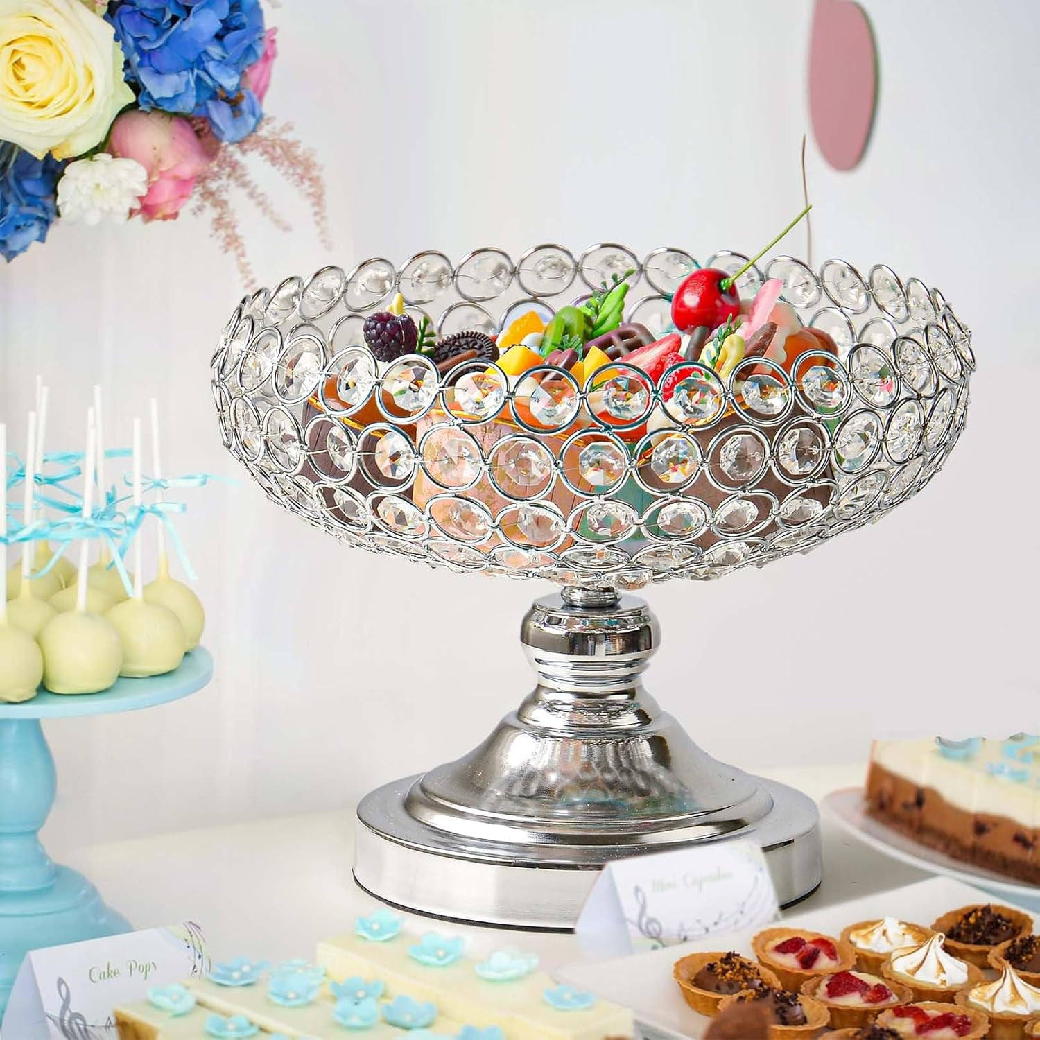 Liagile HollowCarved Design Crystal Fruit Bowl Food Bowl for Table