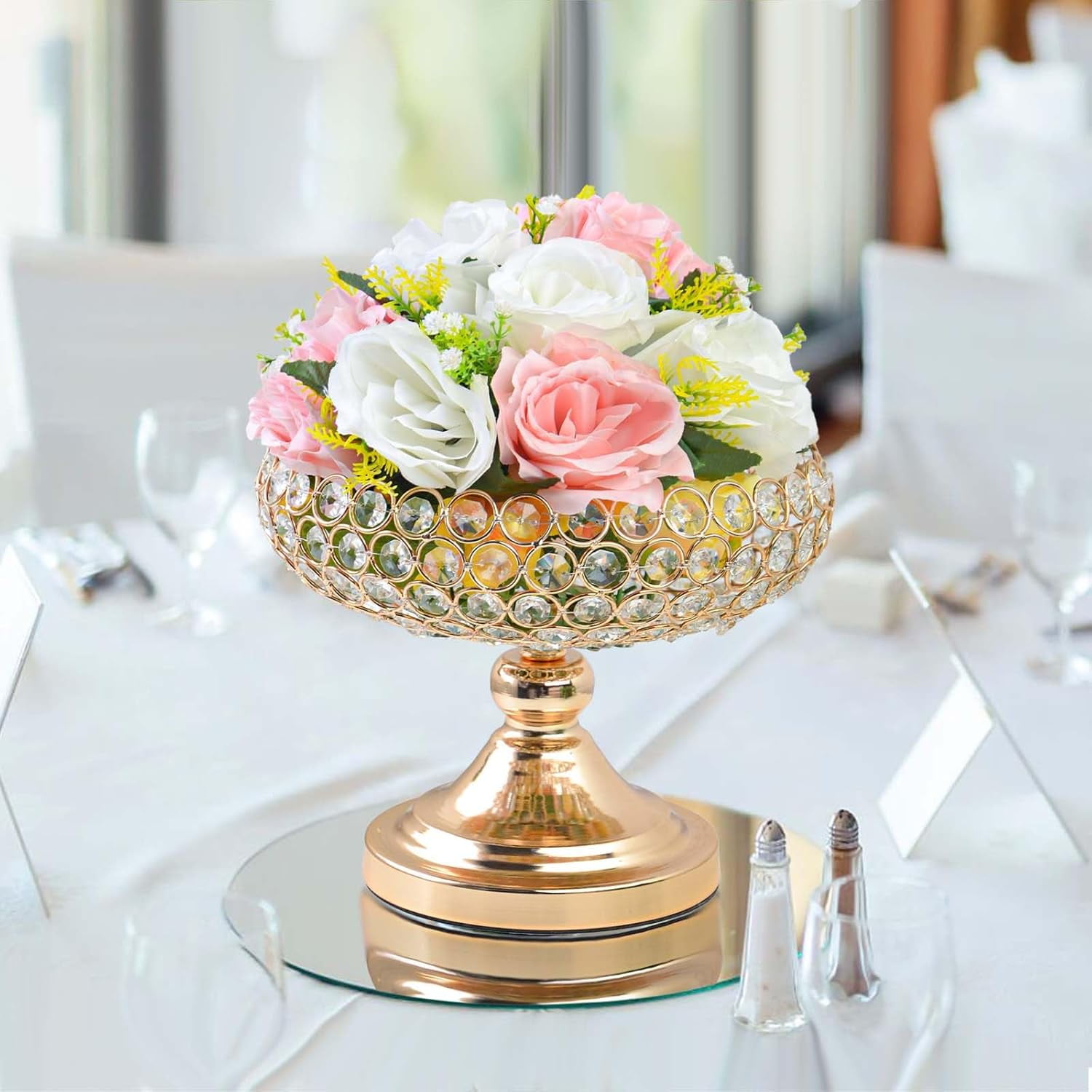 Liagile HollowCarved Design Crystal Fruit Bowl Food Bowl for Table