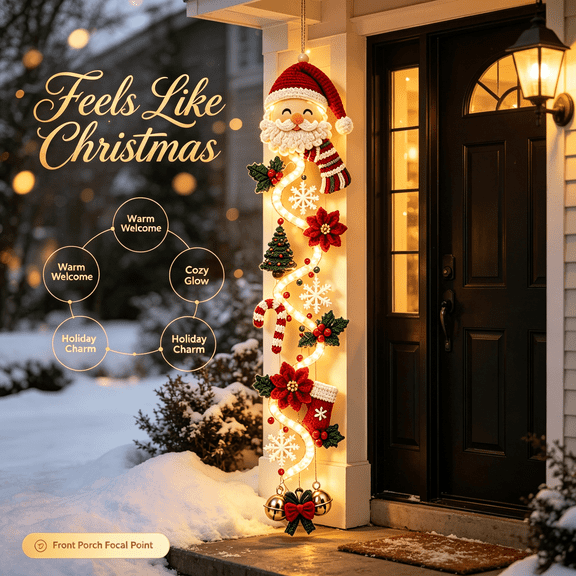 Liaiai Glowing Christmas Door Hanger, Pre-lit Christmas Angel with Warm LED Lights, Holiday Hanging Home Decor for Front Door Porch Indoor Outdoor, Easy to Hang