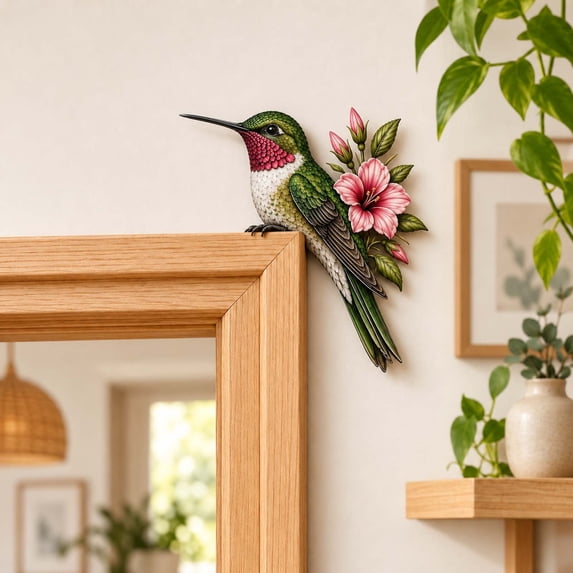 Liaiai Wooden Bird Door Topper, Rustic Woodland Bird Door Corner Home Decor, Cute Nature Accent for Cabin Farmhouse Bedroom Hallway Office Door Frame Decoration