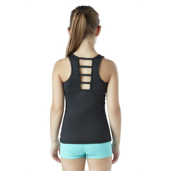 Liakada Girls Wide Strap Ladder-Back Tank Top for Dance, Gym, Yoga, Cheer!
