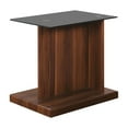 thumbnail image 1 of Liam 22 Inch Square Side End Table Brown Wood Pedestal Base Glass Top - Saltoro Sherpi, 1 of 6