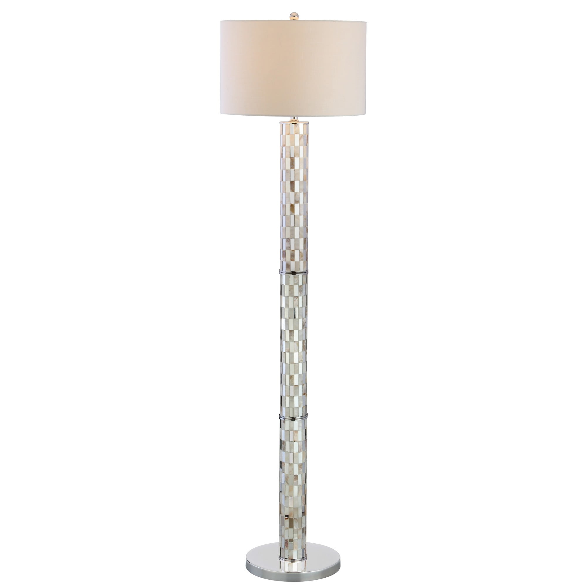 Liam 63.5" Seashell Mosaic LED Floor Lamp with White Linen Shade