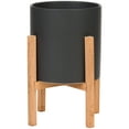 thumbnail image 1 of Liam Modern Ceramic Planter with Wood Legs, 1 of 3