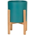 thumbnail image 1 of Liam Modern Ceramic Planter with Wood Legs, 1 of 4