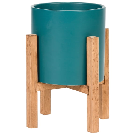Liam Modern Ceramic Planter with Wood Legs
