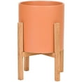 thumbnail image 1 of Liam Modern Ceramic Planter with Wood Legs, 1 of 3