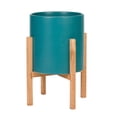 thumbnail image 1 of Liam Modern Ceramic Planter with Wood Legs, 1 of 4