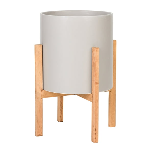 Liam Modern Ceramic Planter with Wood Legs